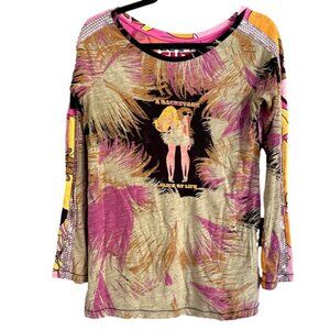 Custo Barcelona "A Backstage Slice Of Life" Floral Sequin Long Sleeve Top - M
